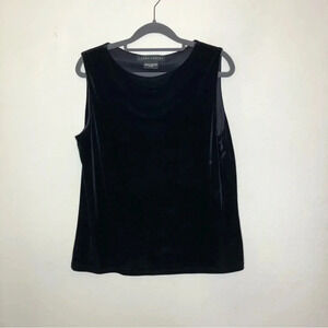 Laura Ashley Black Velvet Sleeveless Blouse Size Large